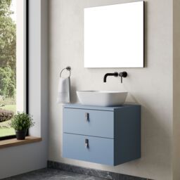 Banyetti Invicta 600mm Wall Hung Vanity with Matching Worktop - Powder Blue - thumbnail 6