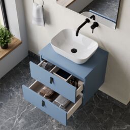 Banyetti Invicta 600mm Wall Hung Vanity with Matching Worktop - Powder Blue - thumbnail 5