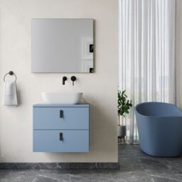 Banyetti Invicta 600mm Wall Hung Vanity with Matching Worktop - Powder Blue - thumbnail 4