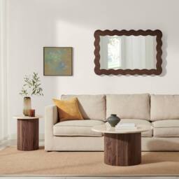 FurnitureboxUK Penrose Round Walnut & Cream Marble Effect Coffee Table