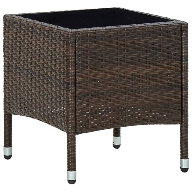 Berkfield Home Garden Table Brown 40x40x45 cm Poly Rattan - Size: 40 x 40 x 45 cm - image 1