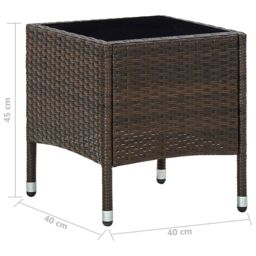 Berkfield Home Garden Table Brown 40x40x45 cm Poly Rattan - Size: 40 x 40 x 45 cm - thumbnail 5
