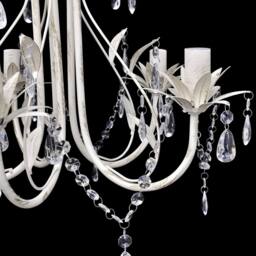 Berkfield Home Crystal Pendant Ceiling Lamp Chandelier Elegant 5 Bulb Sockets in White - thumbnail 3