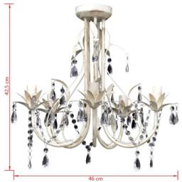 Berkfield Home Crystal Pendant Ceiling Lamp Chandelier Elegant 5 Bulb Sockets in White - thumbnail 5