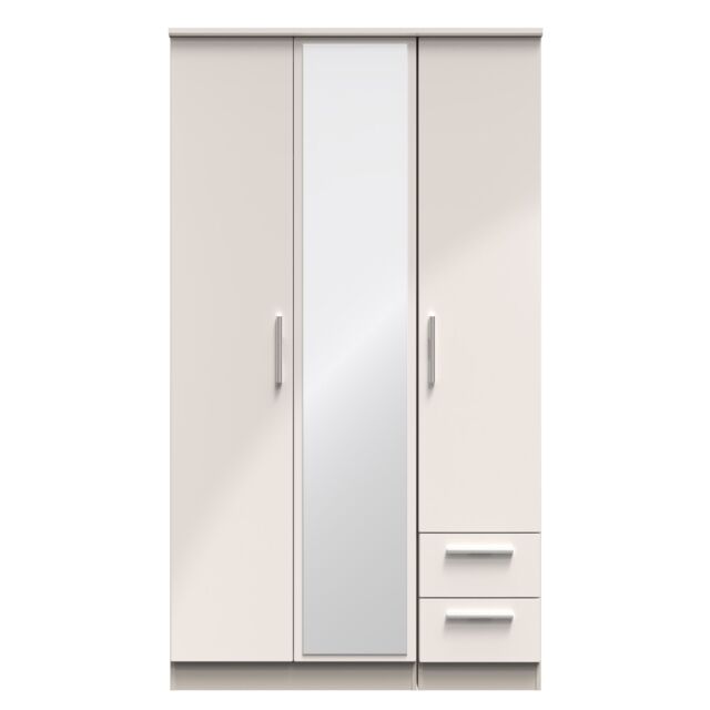 Ready Assembled 2 U Windsor Tall Triple Mirror + Drawer Wardrobe (Ready Assembled) in Taupe - image 1