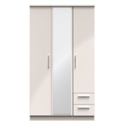 Ready Assembled 2 U Windsor Tall Triple Mirror + Drawer Wardrobe (Ready Assembled) in Taupe - thumbnail 1