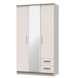Ready Assembled 2 U Windsor Tall Triple Mirror + Drawer Wardrobe (Ready Assembled) in Taupe - thumbnail 3