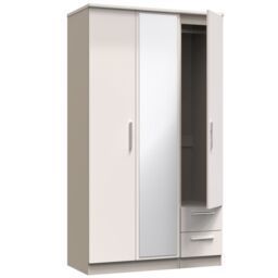 Ready Assembled 2 U Windsor Tall Triple Mirror + Drawer Wardrobe (Ready Assembled) in Taupe - thumbnail 6
