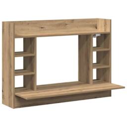 Berkfield Home Stunning Wall-Mounted Desk Artisan Oak 105x48x75 cm Engineered Wood in Brown - Size: 105 x 48 x 75 cm - thumbnail 3