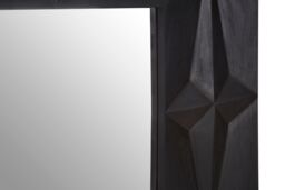 Orsina Square Wall Mirror with Black Finish, Carved Mango Wood Frame with Geometric Design - thumbnail 5