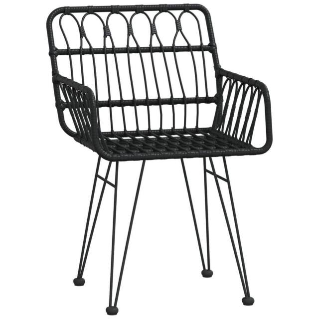 Berkfield Home Comfortable Garden Chairs 2 pcs with Armrest Black 56x64x80 cm PE - Size: 56 x 64 x 80 cm - image 1