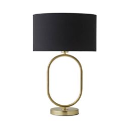 ValueLights Antonia Fabric Drum Lamp Shade Brushed Gold Oval Table Lamp in Black - thumbnail 6