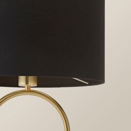 ValueLights Antonia Fabric Drum Lamp Shade Brushed Gold Oval Table Lamp in Black - thumbnail 4