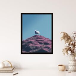 Wee Blue Coo Wall Art Print High On The Heather Sheep Scotland Blue Living Room Framed - Size: A4 - thumbnail 4