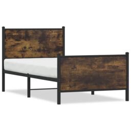 Berkfield Home Metal Bed Frame without Mattress Smoked Oak 80x200 cm in Brown - thumbnail 2