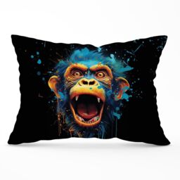 Warren Reed - Designer Crazy Monkey face Splashart Cushions in Blue - Size: 60 cm x 60 cm - thumbnail 1
