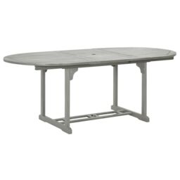 Berkfield Home Garden Table Grey 200x100x75 cm Solid Acacia Wood - Size: 200 x 100 x 75 cm - thumbnail 2