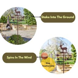 Marco Paul Large Garden Wind Vane - Stag in Bronze - thumbnail 6