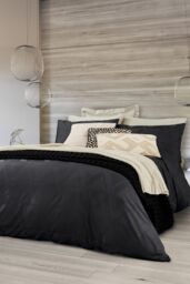 Nalu Nicole Scherzinger 'Kalama Jacquard' Cotton Sateen Duvet Cover Set in Black - Size: Single