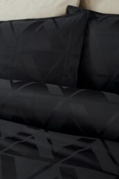 Nalu Nicole Scherzinger 'Kalama Jacquard' Cotton Sateen Duvet Cover Set in Black - Size: Single - thumbnail 4