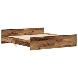 Berkfield Home Bed Frame without Mattress Old Wood 160x200cm Engineered Wood in Brown - Size: 160x200 cm - thumbnail 4