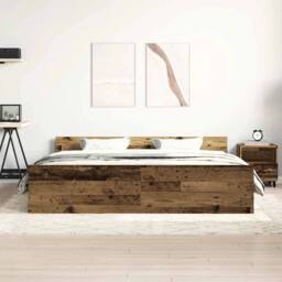 Berkfield Home Bed Frame without Mattress Old Wood 160x200cm Engineered Wood in Brown - Size: 160x200 cm - thumbnail 3