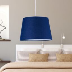 First Choice Lighting Set of 2 Navy Blue Cotton 23cm Tapered Cylinder Pendant or Lamp Shades - thumbnail 6