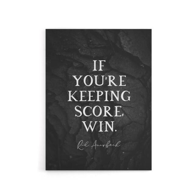 "Artery8 Red Auerbach Keeping Score Quote Canvas Wall Art Print in Grey - Size: W18"" x H24""" - image 1