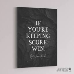 "Artery8 Red Auerbach Keeping Score Quote Canvas Wall Art Print in Grey - Size: W18"" x H24""" - thumbnail 2