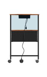 Living and Home Nightstand Bedside Table with Charging Station and LED Lights in Brown - thumbnail 6