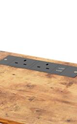 Living and Home Nightstand Bedside Table with Charging Station and LED Lights in Brown - thumbnail 8