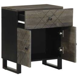 Berkfield Home Beautiful Bedside Cabinet Black 50x33x60 cm Solid Wood Mango - Size: 50 x 33 x 60 cm - thumbnail 3