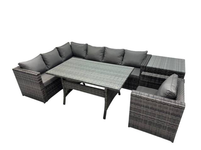 Fimous Outdoor PE Rattan Sofa Set with with Chair Side Table in Dark Grey - image 1