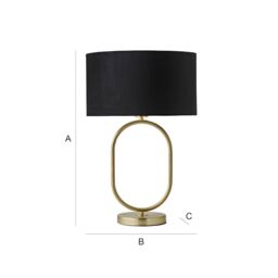 ValueLights Antonia Black Velvet Drum Lamp Shade Brushed Gold Oval Table Lamp with LED Bulb - thumbnail 7