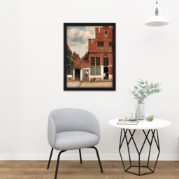 "Artery8 Wall Art Print Vermeer View Of Houses In Delft The Little Street Large Framed Wall Décor Art in Brown - Size: W18"" x H24""" - thumbnail 2