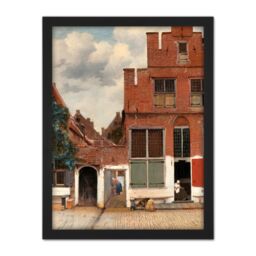 "Artery8 Wall Art Print Vermeer View Of Houses In Delft The Little Street Large Framed Wall Décor Art in Brown - Size: W18"" x H24""" - thumbnail 1