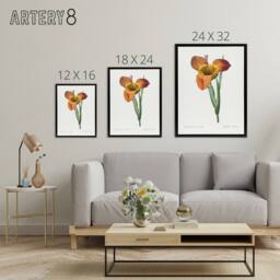 "Artery8 Tiger Flower Botanical Redoute Vintage Black Framed Canvas Wall Art in White - Size: W12"" x H16""" - thumbnail 4
