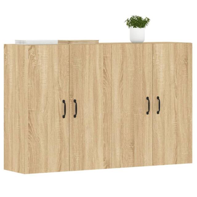 Berkfield Home Wall Mounted Cabinets 2 pcs Sonoma Oak Engineered Wood in Light Tan - image 1