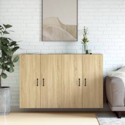 Berkfield Home Wall Mounted Cabinets 2 pcs Sonoma Oak Engineered Wood in Light Tan - thumbnail 2