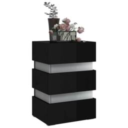 Berkfield Home LED Bedside Cabinet High Gloss Black 45x35x67 cm Engineered Wood - Size: 45 x 35 x 67 cm