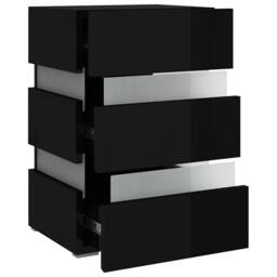 Berkfield Home LED Bedside Cabinet High Gloss Black 45x35x67 cm Engineered Wood - Size: 45 x 35 x 67 cm - thumbnail 7