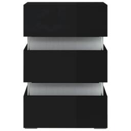 Berkfield Home LED Bedside Cabinet High Gloss Black 45x35x67 cm Engineered Wood - Size: 45 x 35 x 67 cm - thumbnail 5