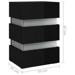 Berkfield Home LED Bedside Cabinet High Gloss Black 45x35x67 cm Engineered Wood - Size: 45 x 35 x 67 cm - thumbnail 9