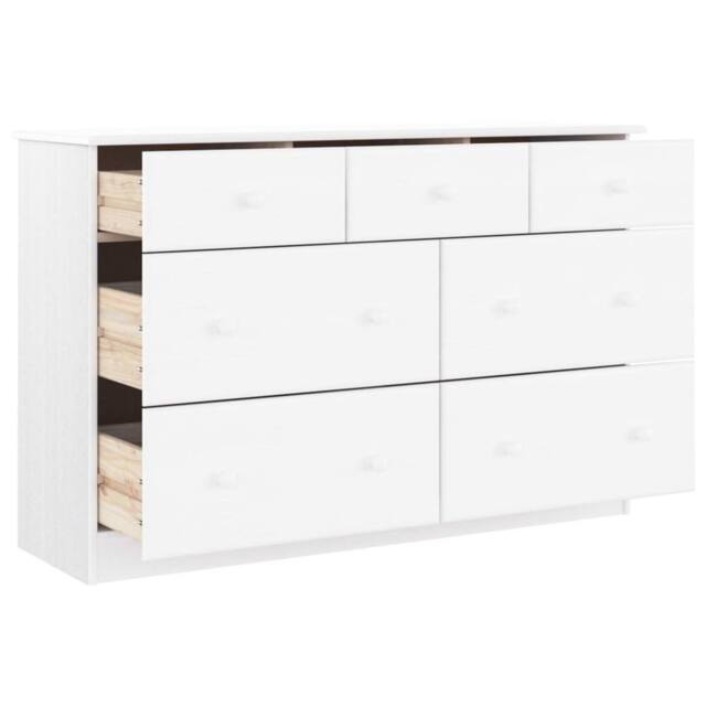 Berkfield Home Beautiful Chest of Drawers ALTA White 112x35x73 cm Solid Wood Pine - Size: 112 x 35 x 73 cm - image 1