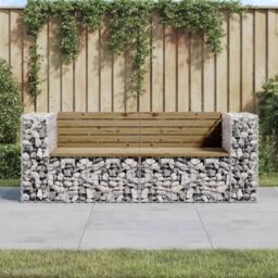 Berkfield Home Garden Bench Gabion Design 184x71x65.5 cm Impregnated Wood Pine in Brown - thumbnail 1