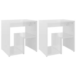 Berkfield Home Durable Bed Cabinets 2 pcs High Gloss White 40x30x40 cm Engineere - Size: 40 x 30 x 40 cm - thumbnail 3