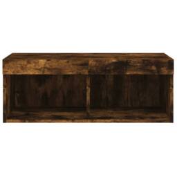Berkfield Home TV Cabinet with LED Lights Smoked Oak 80x30x30 cm in Brown - Size: 80 x 30 x 30 cm - thumbnail 8