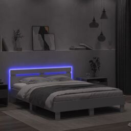 Berkfield Home Bed Frame with LED without Mattress White 140x190 cm - thumbnail 4