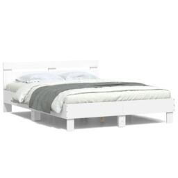 Berkfield Home Bed Frame with LED without Mattress White 140x190 cm - thumbnail 5