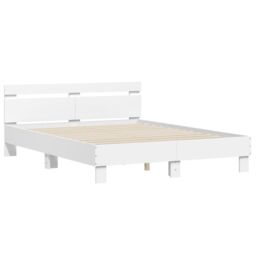 Berkfield Home Bed Frame with LED without Mattress White 140x190 cm - thumbnail 6